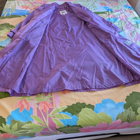 Fleet Street Long Purple Rain Tench Coat Jacket Size 10 - Picture 10 of 15